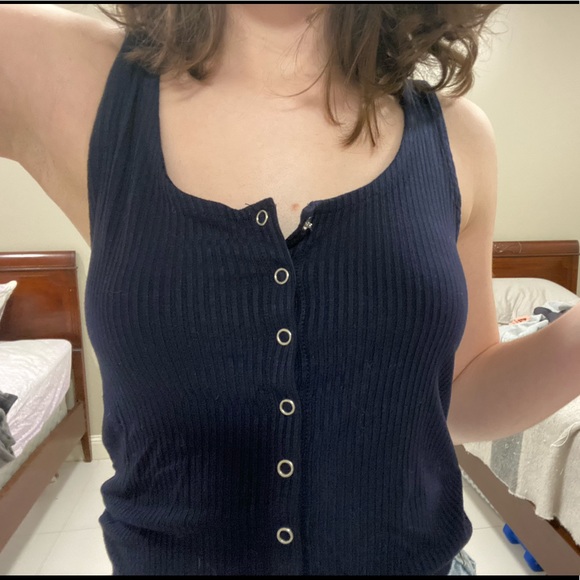 Forever 21 button up cropped tank ribbed - Picture 3 of 4